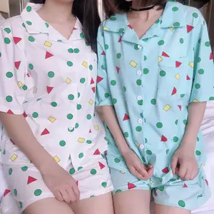 Pijama de manga corta con dibujos animados para mujer, ropa para el hogar, estilo japonés y coreano
