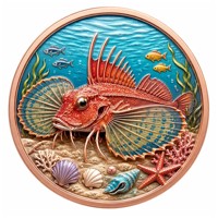 Pièce de monnaie en cuivre pur 999 de 1 oz, série Monde sous-marin 3D en relief UV, édition collector colorée