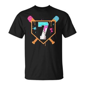 T-shirt Baseball 7th Birthday Ice Cream Drip per bambino di 7 anni - Product Image 1