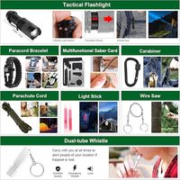 Kit de survie en plein air le plus vendu - Ensemble d'équipement d'urgence - Camping - Randonnée - Outils de premiers soins SOS avec sac à dos pour les voyages en voiture et les aventures