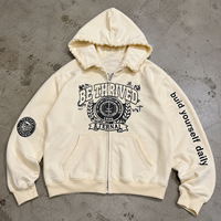Sudadera con capucha vintage para hombre, estilo universitario, gruesa, oversize, streetwear, con logo gráfico personalizado, cremallera completa, fabricante de ropa