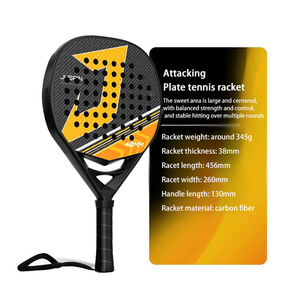 Raquettes de tennis pour adultes de <span class=keywords><strong>25</strong></span> <span class=keywords><strong>pouces</strong></span> en fibre de verre de haute qualité + fibre de carbone 3K avec matériau EVA rigide pour l'extérieur - Product Image 2