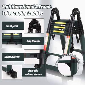 Escadas de Alumínio em Forma de A com Plataforma para Ferramentas e Rodas Móveis para Uso em Casa, Cozinha e Armazém para Trabalho ao Ar Livre - Product Image 4