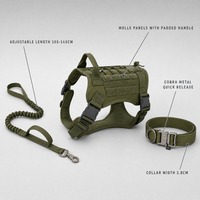 Nouvelle ceinture de sécurité tactique pour chien de grande taille - Ensemble 3 pièces avec gilet MOLLE, collier et laisse élastique anti-traction réglable et robuste