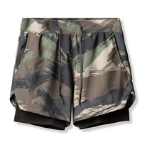 YIYI Sommer 2-in-1 Handy-Tasche Kordelzug Herren Polyester Laufshorts Atmungsaktive Tarnmuster Radfahr- und Fitness-Shorts für Männer Casual