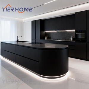 Îlot de cuisine incurvé de luxe avec appareils électroménagers intelligents et rangement à tiroirs complets Sélection exclusive - Product Image 1