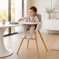 Chaise haute pour bébé en bois 3 en 1, réglable en hauteur, siège d'alimentation pour nourrissons et tout-petits, multifonction