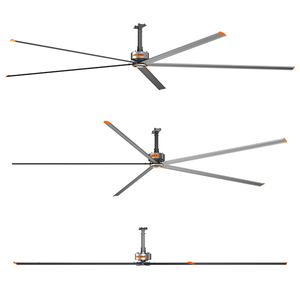 Ventilateur de plafond industriel HVLS à entraînement direct RTFANS PMSM avec pales en aluminium de 24 pieds, débit d'air élevé de 10500-13800 m³/h et puissance de 1,2 kW - Product Image 5