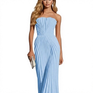 Vestido de Noche Elegante de Gasa con Volantes y Encaje, de un Solo Hombro, Escote Corazón, Plisado, Largo, Tallas Grandes, Estilo Casual para Fiesta o Boda - Fiemii - Product Image 4