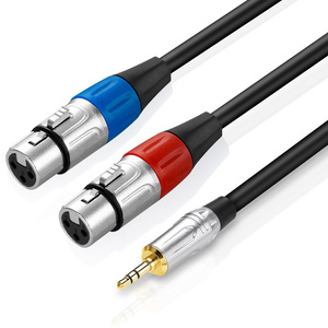 Bochara 3.5mm stéréo <span class=keywords><strong>Jack</strong></span> mâle vers double <span class=keywords><strong>XLR</strong></span> <span class=keywords><strong>femelle</strong></span> OFC câble Audio feuille + tressé blindé Audio professionnel 1m 2m 3m - Product Image 1
