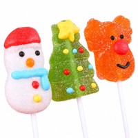 Groothandel Kerst Gummy Lollies Gemengde Kerstfiguurtjes Individueel Verpakt VC Fruit Zachte Snoepjes Feestelijke Cadeausnoepjes