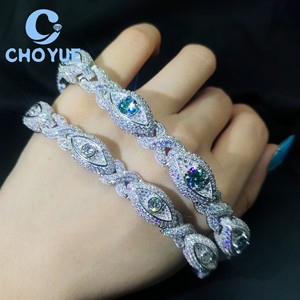 Fashion S925 Silver Moissanite Cuban Bracelet Iced Out Evil Eyes <b>Infinity</b> Design Pass Diamond Tester Hip Hop Jewelry for Men - Product Image 2