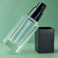 Bouteille de parfum vide de luxe de 30ml emballage en plastique carré de lotion bouteilles de fond de teint liquide