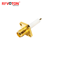 Prix usine SMA plaqué or Sma femelle Jack 4 trous bride panneau Pcb connecteur Rf connecteurs coaxiaux (rf) connecteur cuivre