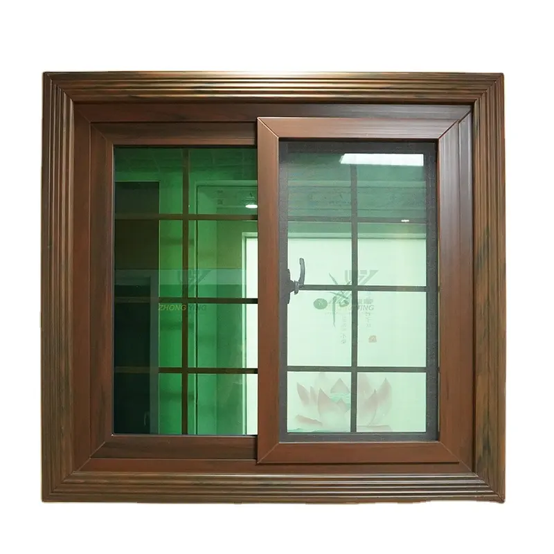 Jendela geser Upvc kaca Interior jendela Tunggal panel tunggal 2 jalur tarik kedap suara efektif biaya ganda