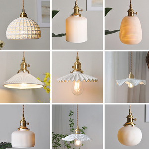 Modern Vintage Industrial <b>Lamp</b> White Ceramic Lampshade Hanging Pendant Lighting Fixture Iron <b>Kitchen</b> Chandelier Pendant Light - Product Image 2