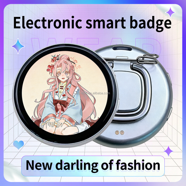 LR 2026 New Smart AI Display Touchscreen Plastic Electronic Badge Pin Lanyard Digital Video Name Tag Employee School Event N88