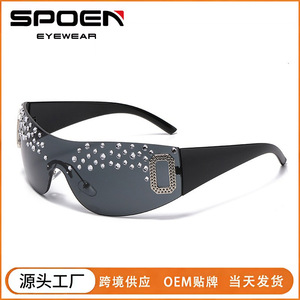 Lunettes de soleil sans monture UV400, luxueuses, pour femmes, protection solaire adulte - Product Image 5