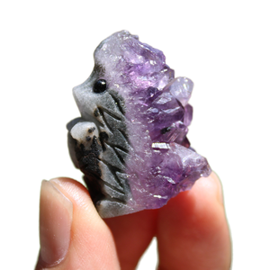 Hand Carved Eco-Friendly Folk Art 3.5-5cm Natural Amethyst Crystal Cluster <strong>Hedgehog</strong> Ornament Home Decor Souvenir <strong>Gift</strong> - Product Image 1