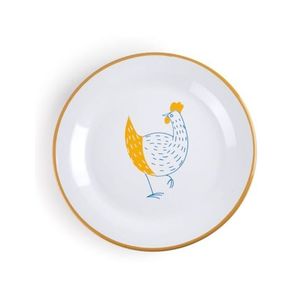 Plateau rond en acier émaillé de 28 cm, idéal pour servir et présenter les aliments dans les cuisines et les restaurants. - Product Image 1