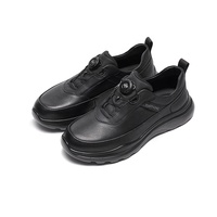 Chaussures de sport décontractées pour hommes en cuir noir respirant et léger avec boucle rotative à laçage rapide – Vente en gros