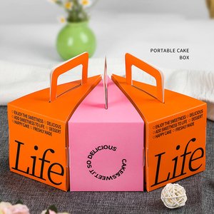 Boîte à gâteau triangulaire personnalisée avec poignée, en carton alimentaire, emballage portable pour pâtisserie, dessert, cheesecake, tiramisu - Product Image 1