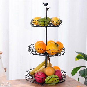 Corbeille à fruits classique nordique en fer forgé laqué, support à bonbons et collations, panier de rangement pour légumes, portable pour salon - Product Image 1