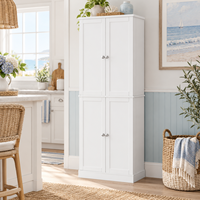 Buffet de rangement blanc à 4 portes en mélaminé pour cuisine, salle à manger, meuble de maison - Vente en gros