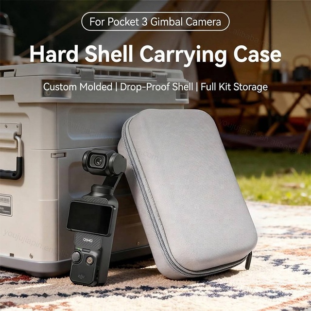 DJI Osmo Pocket 3 Hard Shell Case EVA PU Shockproof Waterproof Velvet Lining 220g Zipper Lanyard Portable Bag OEM