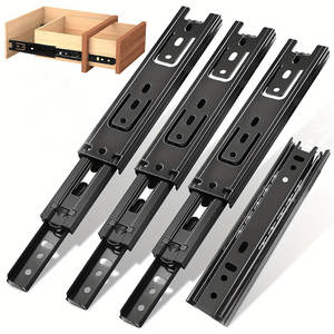 Riel para armario de herramientas, accesorios de cocina, hierro negro, pintura en aerosol, extensión completa, cajón de canal telescópico, rieles para cajón - Product Image 2