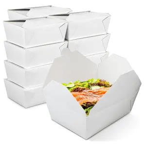 Paper Take Away Box Disposable Food Container Waterproof And Grease Proof Kraft Paper Packaging Take Away Salad Lunch Box