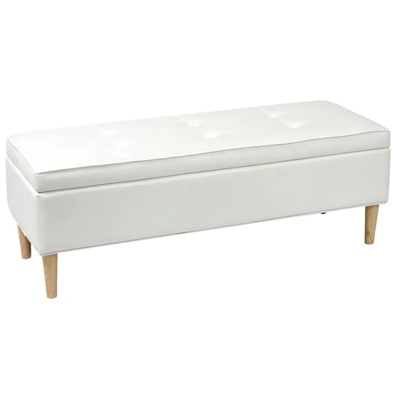 PU Storage Ottoman Bed End Bench Bailey White Color Customized Living Room Furniture Modern Rattan Bench 3 Seater Nordic 100 Pcs