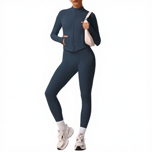 Conjunto Deportivo de 2 Piezas para Yoga para Mujer, Leggings y Chaqueta, Sólido, de Secado Rápido, Transpirable, Térmico, para Gimnasio y Fitness - Product Image 3