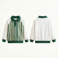 Sweat-shirt polo à manches longues à rayures personnalisé OEM de haute qualité pour garçons