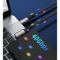 Câble USB4 à angle droit noir 0,2 m 0,5 m 1 m 1,5 m 2 m 8K60Hz 4K240Hz Vidéo 240W Charge 40 Gbps Transfert de données Type-c