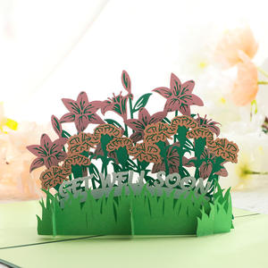 Cartes de vœux 3D en papier, artisanat, fleurs, herbe, « Bonne rétablissement », cartes pop-up pour occasions spéciales, carte artisanale - Product Image 3