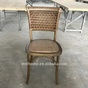 Sólida cadeira de madeira com vidro, cadeira empilhável de madeira sólida para casamento, aluguer, conjunto rústico de cadeiras para jantar