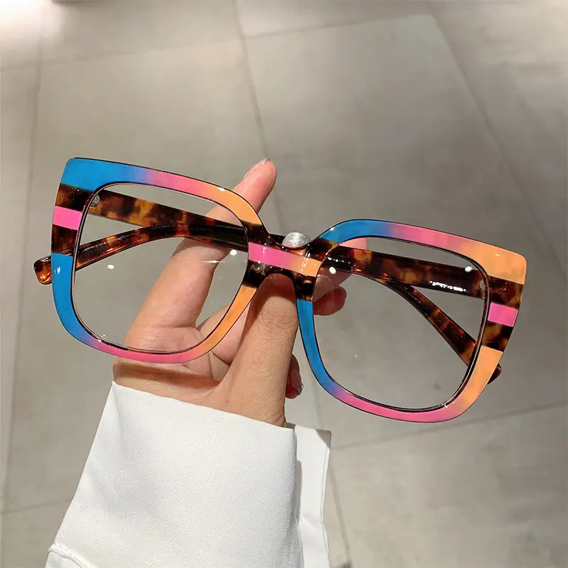 กรอบแว่นตาสี่เหลี่ยมวินเทจสีสันสดใส1867แว่นตาผู้หญิงแว่นตาป้องกันแสงสีฟ้ากรอบแว่นตา