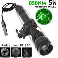 Senter inframerah IR 850nm radiasi 5W, lampu iluminator taktis luar ruangan, senter IR berburu malam dengan penglihatan malam dapat diperbesar