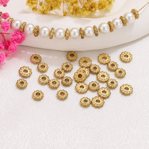 Entretoises de roue dentée 6mm 7mm |   Perles rondes en acier inoxydable plaqué or 18K PVD pour la fabrication de bijoux, bracelets et colliers DIY - Product Image 1