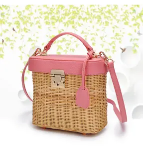 Borsa rattan delle donne di lusso Messenger bag a mano Erba tessitura 2020 di estate della borsa walletpurses e borse di trucco del sacchetto