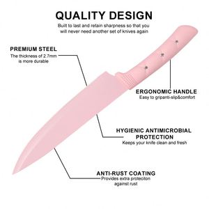 Juego de Cuchillos de Cocina Clásicos de Acero Inoxidable 3cr13, Cuchillos Utilitarios con Mango de Diamante Antideslizante con Diseño de Flor Rosa y Soporte Acrílico - Product Image 2