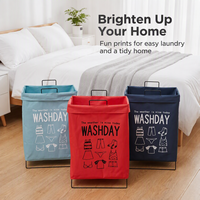 Panier à linge pliable moderne en tissu Oxford avec cadre en fer, imperméable et imprimé, pour chambre, balcon et hôtel