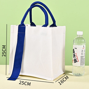 Customizable 12OZ Cotton <b>Canvas</b> PVC Coated Bag Ribbon Handle Manufacturer's Small Medium <b>Large</b> Sizes Logo Back Cotton Stripes - Product Image 4