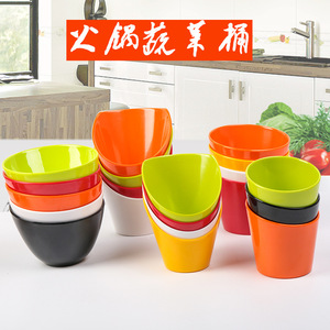 Melamine Hot Pot Tableware Set Colored <b>Plates</b> Bowls Dishes For Restaurant Buffet Use Durable Solid Color Rectangular Design - Product Image 2