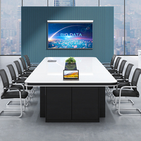 Table de conférence moderne blanche haute brillance en forme de U, grand bureau de réunion pour salle de conseil, mobilier de bureau multimédia pour la formation