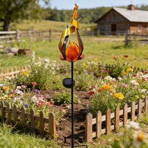 Lampes solaires de jardin Yuandian, nouveau style personnalisé, à LED avec effet flamme, étanches IP65, petites lampes de pelouse en fer pour cour et <span class=keywords><strong>terrasse</strong></span> - Product Image 3
