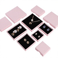 Boîte à bijoux en carton rose écologique fabriquée en Chine, avec doublure en éponge, en matériaux recyclés, pour emballer des boucles d'oreilles
