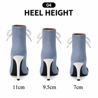 Chaussures de danse jazz pour femmes, bottes en dentelle à talons aiguilles super hauts, sandales en jean à fermeture éclair latérale pour soirées, tango et salles de bal