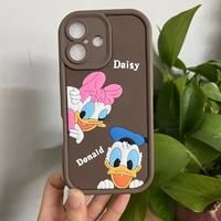 Filles 3d stéréoscopique mignon dessin animé Silicone mignon dessin animé canard personnalisé couleur Pure étui de téléphone portable pour Iphone 16 Pro Max 15